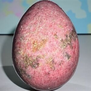Large Rhodonite Crystal Egg Carving | Self-Love Healing Stone Home Decor